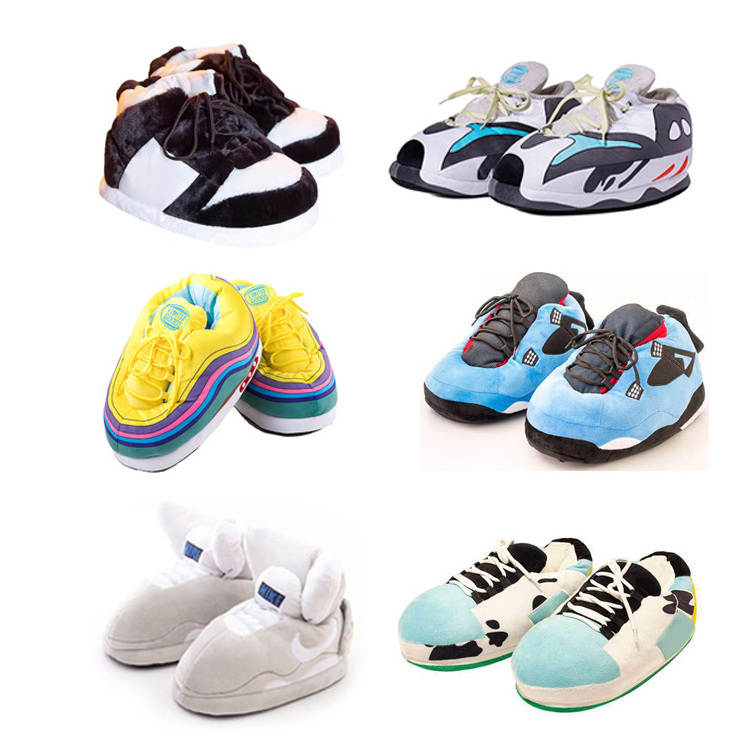 New arrival personalized soft cozy unisex bedroom sport sneaker plush slippers indoor