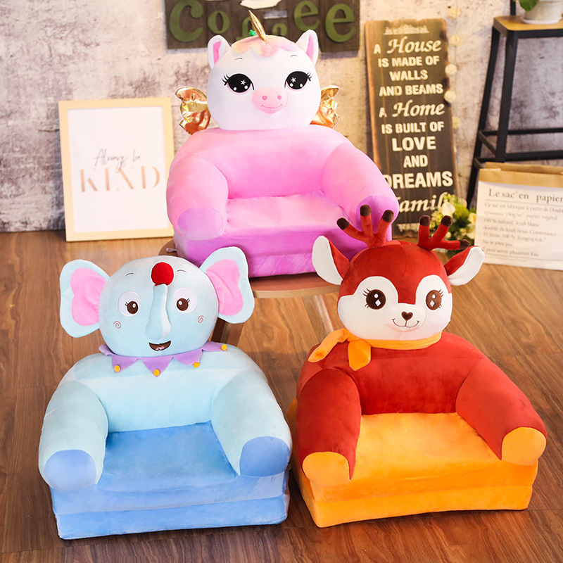 New Design Kids Pink Unicorn Elephant Teddy Bear Lion Pig Folding Sofa Bed Plush Animal Sofa Chair