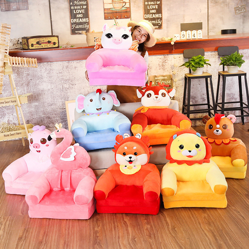 New Design Kids Pink Unicorn Elephant Teddy Bear Lion Pig Folding Sofa Bed Plush Animal Sofa Chair