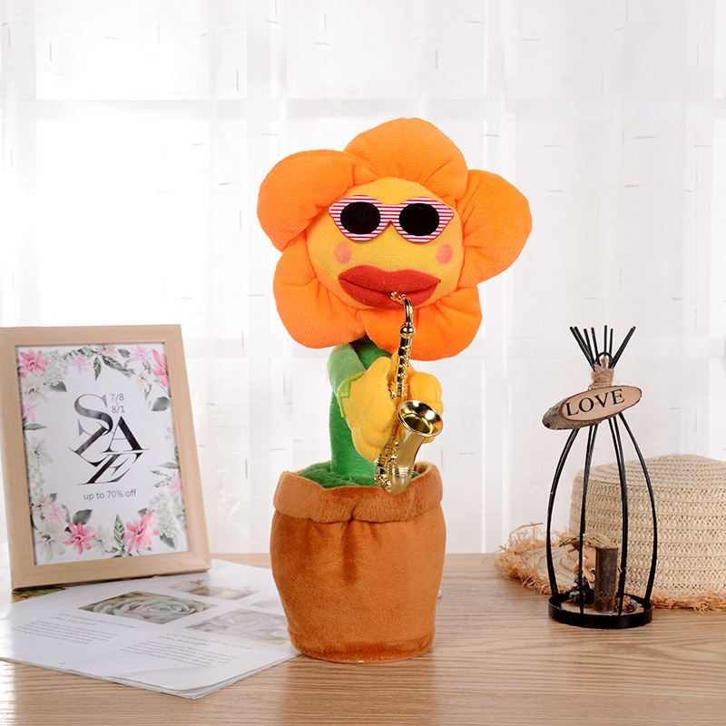 Wholesale Stuffed Musical Sunflower Dancing Toys Funny Electric Dancing Plush Flower Doll Toy