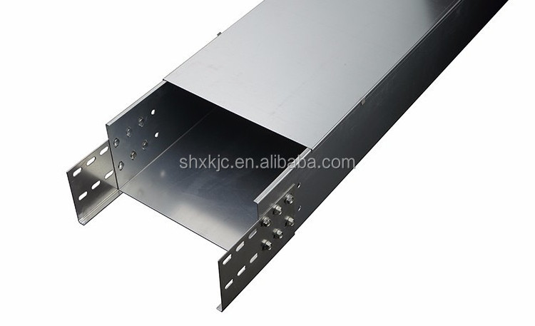 gi metal slotted type channel cable tray with cover