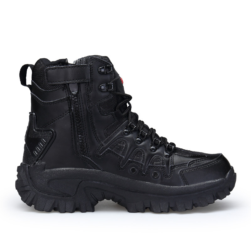 Waterproof Hiking Boots Side Zipper Safety Shoes Anti-Kick Toe Work Boots