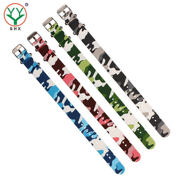 Camo one piece soft thin silicone one piece watch strap