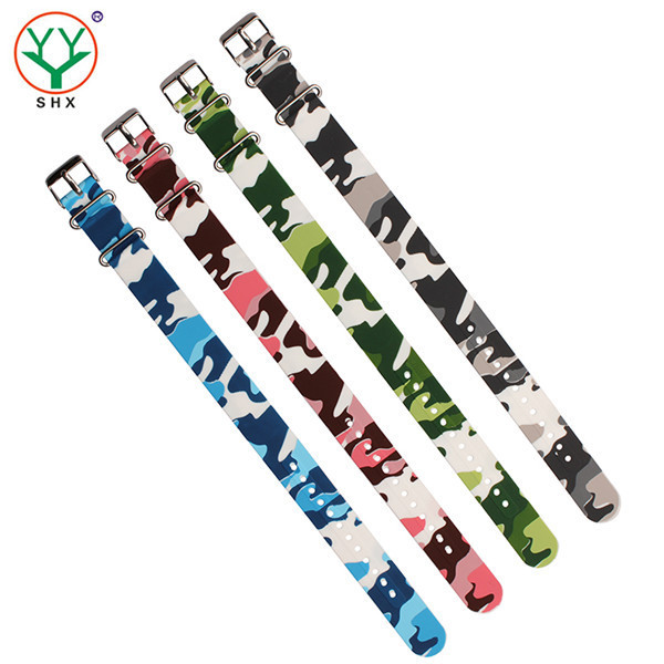 Camo one piece soft thin silicone one piece watch strap