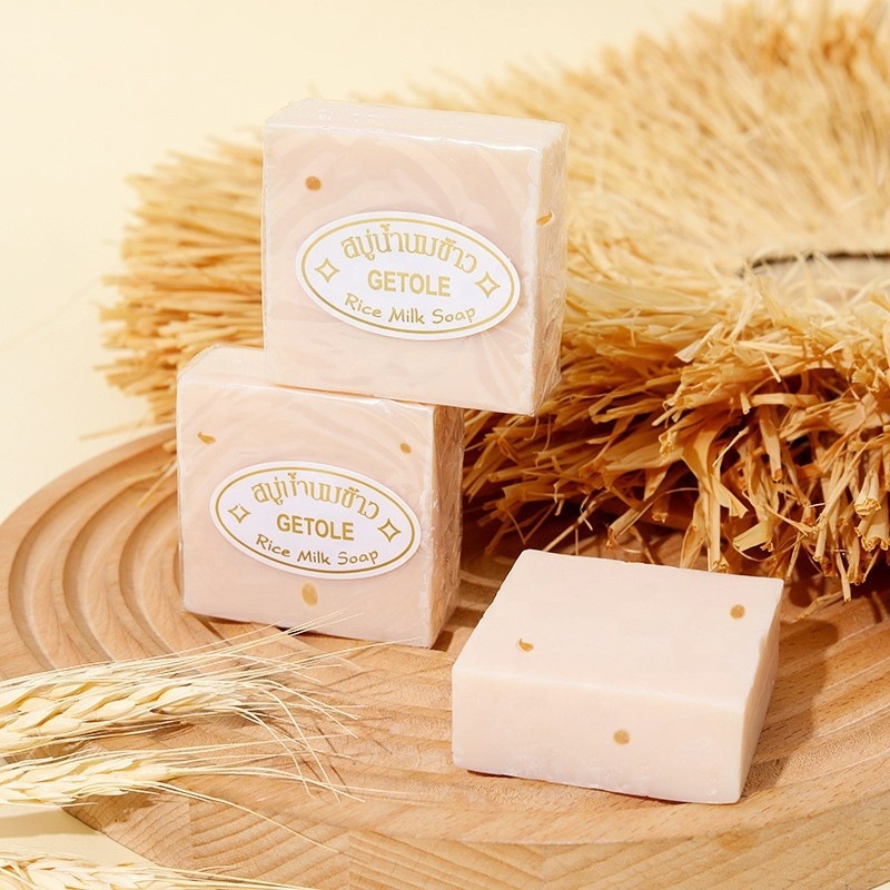 OEM/ODM Thailand Rice Soap 65g Original Thailand Handmade Rice Milk Soap Whitening Goat Milk Handmade Soap for Face