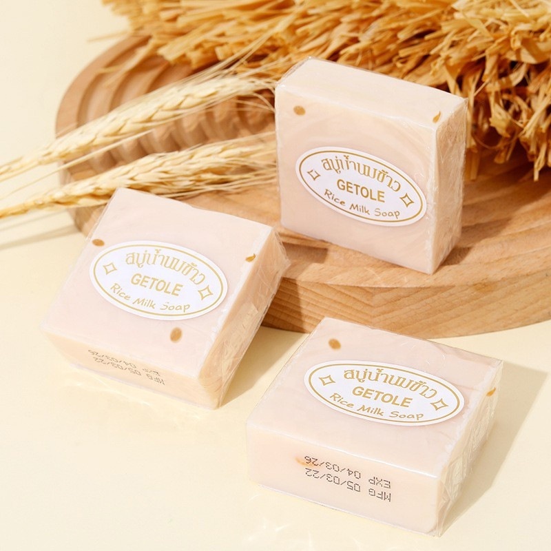 OEM/ODM Thailand Rice Soap 65g Original Thailand Handmade Rice Milk Soap Whitening Goat Milk Handmade Soap for Face