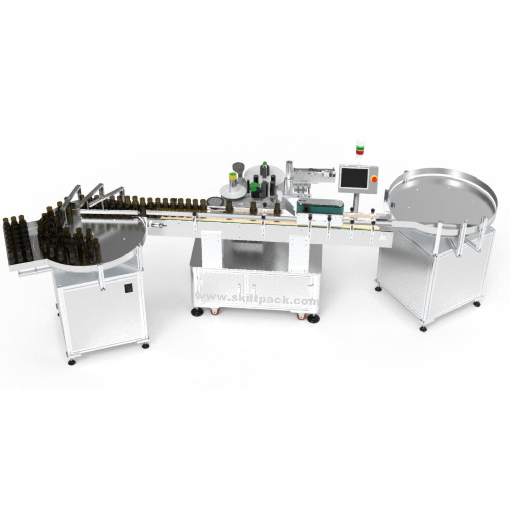 Automatic sticker labeling machine label applicator for round bottle wrap around with printer