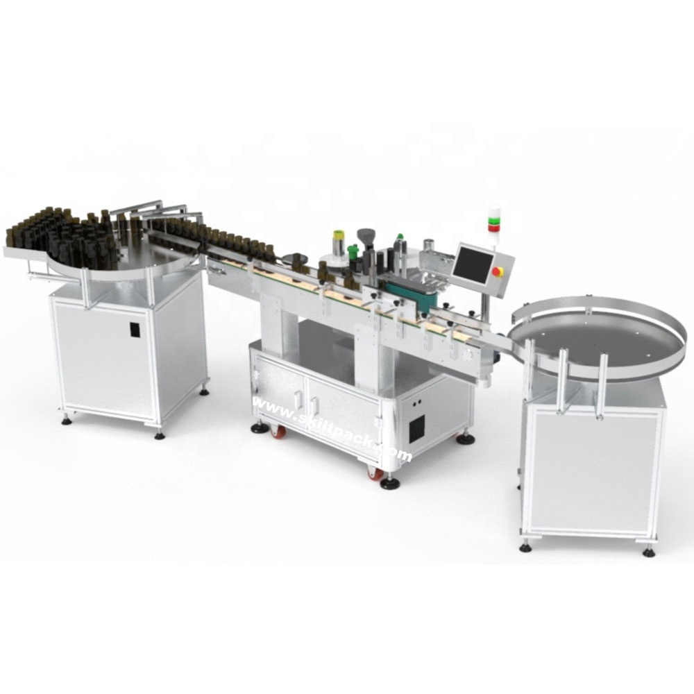 Automatic sticker labeling machine label applicator for round bottle wrap around with printer