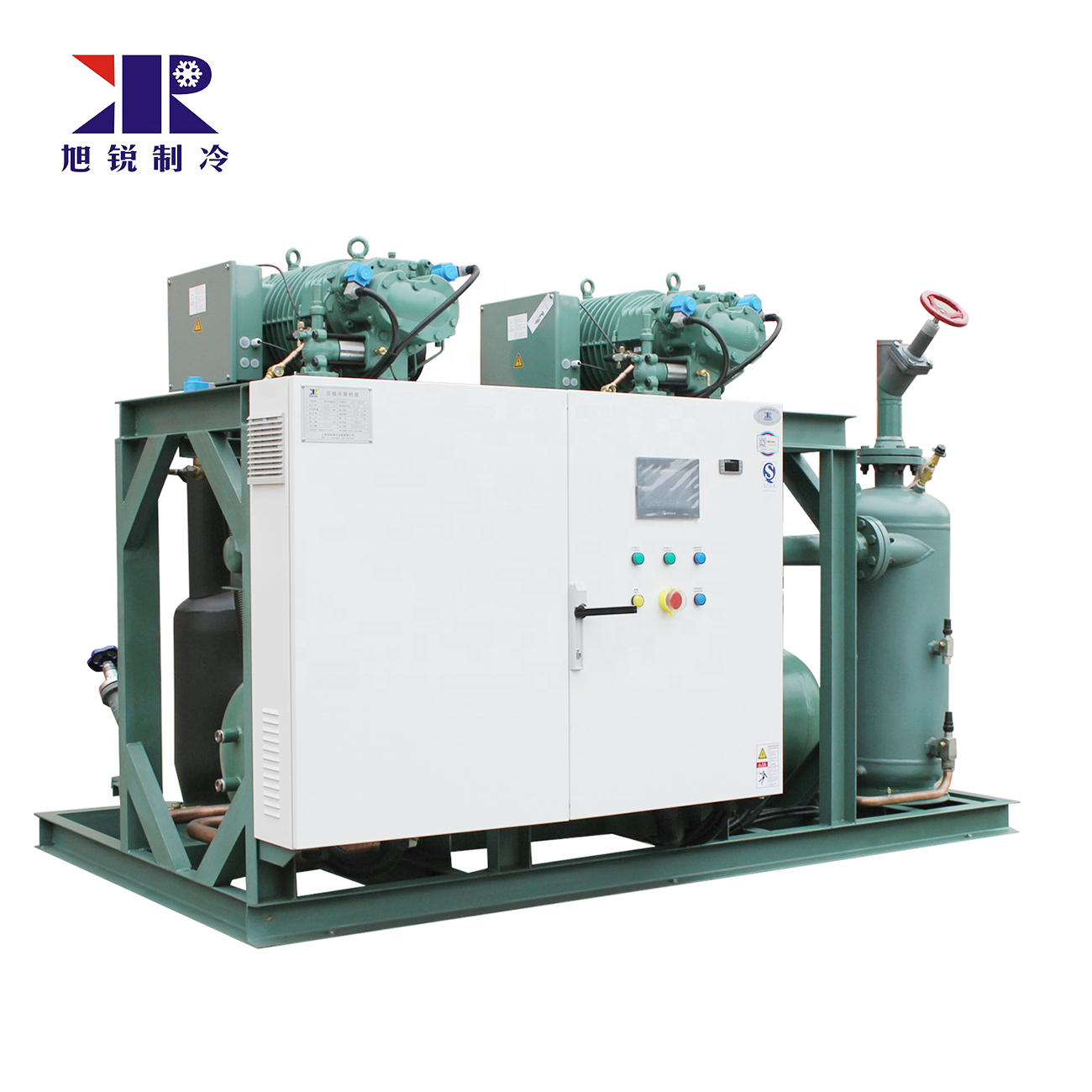 Frozen Seafood Bonito Tuna Condensing Unit Screw Compressor Racks Industrial Refrigeration Evaporting Cooling Provided Parallel