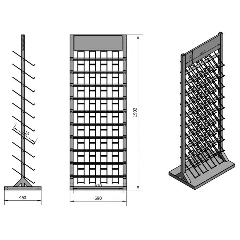 Free design free sample collection supermarket shelves metal display racks floor tile display racks