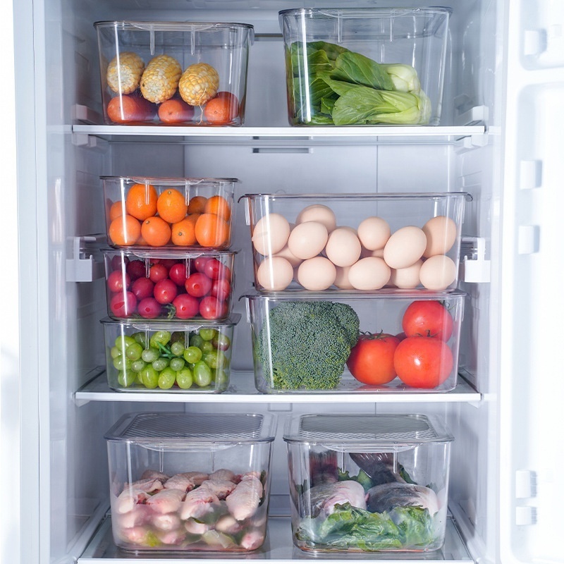 Kitchen storage refrigerator fresh-keeping freezer storage box with lid storage food fruit and vegetable finishing egg