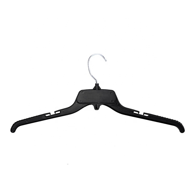 Wholesale 18.7-Inch Black Plastic Hanger (AE479 PS Material) with Metal Hook for Jackets Shirts Tops Dresses