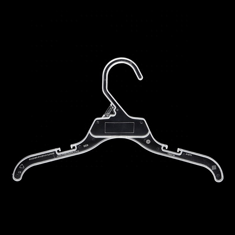 Factory Wholesale 12 Inch Stores Transparent Baby Kids Clothes Coat Shirt Plastic Top Hangers For Children Cloth