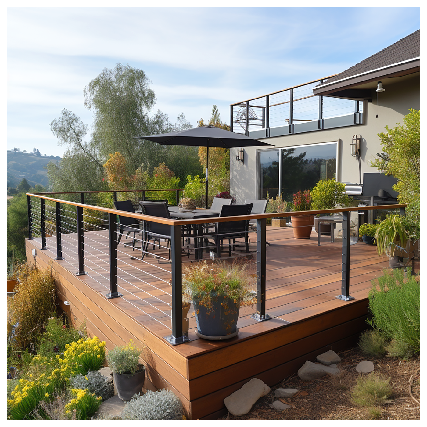 Free Sample balcony cable railing system balustrade post stainless steel deck cable railing for outdoor