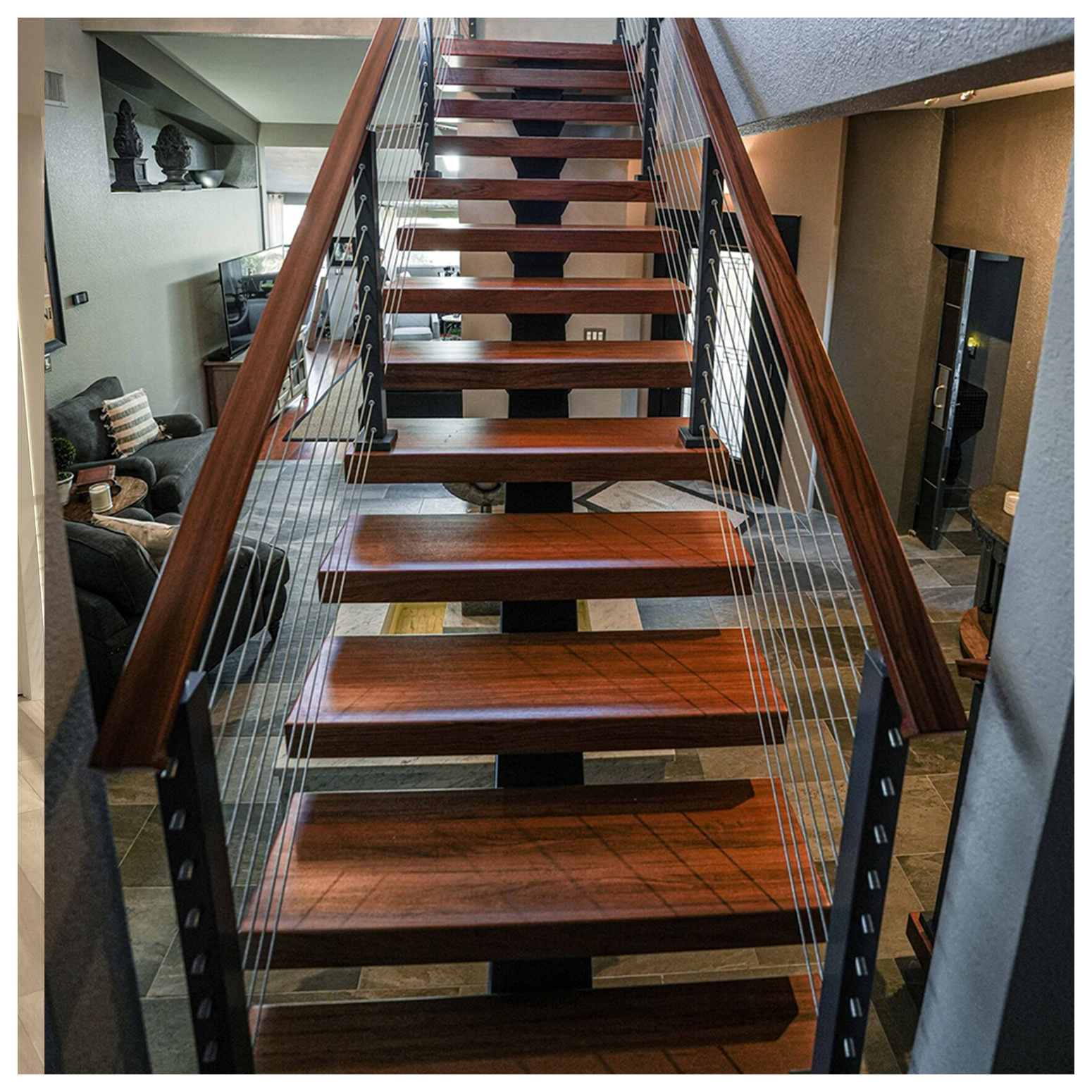 Low maintenance stair cable railing stainless steel wire cable railing ...