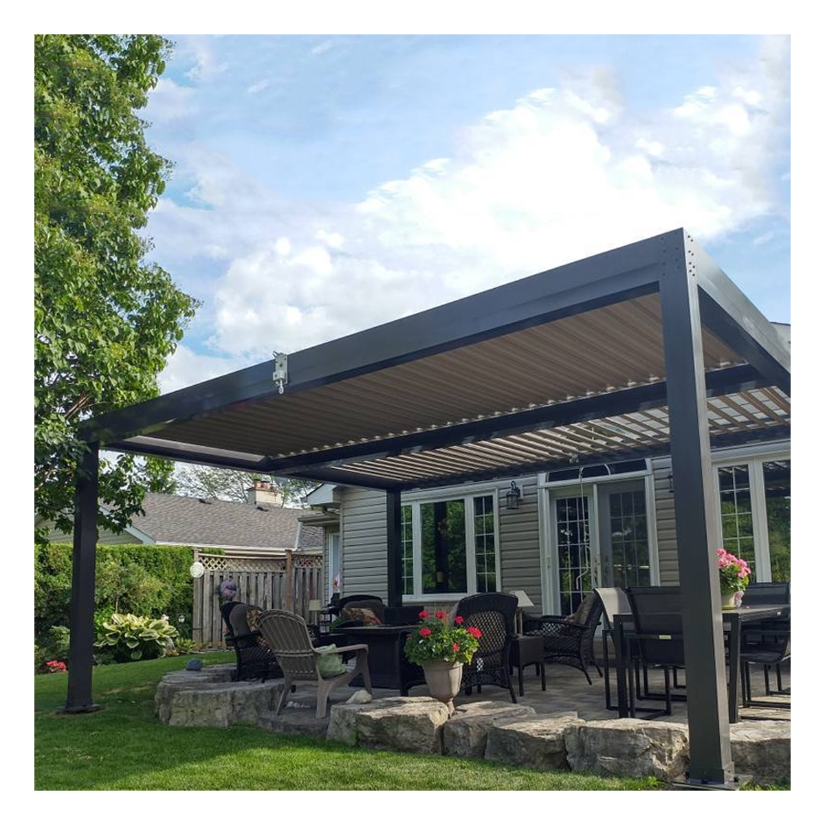 X-KPR RGB light outdoor waterproof gazebo canopy gazebo pergola motorized louvered modern gazebos