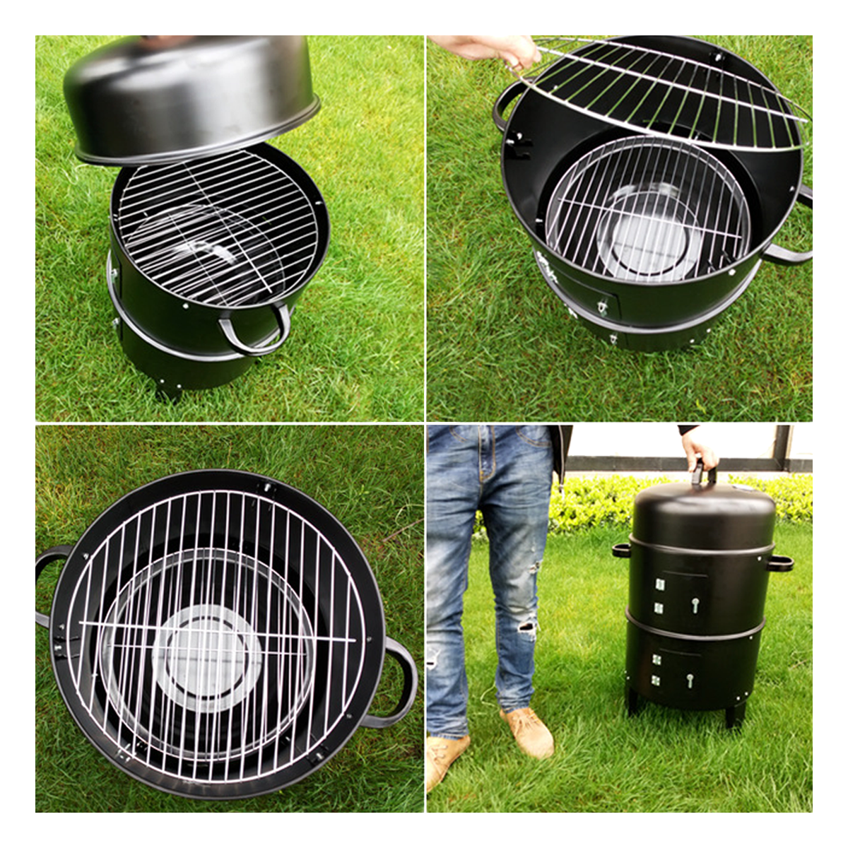 Home Outdoor Barbecue Charcoal Grill Black Portable BBQ graills Smoker BBQ