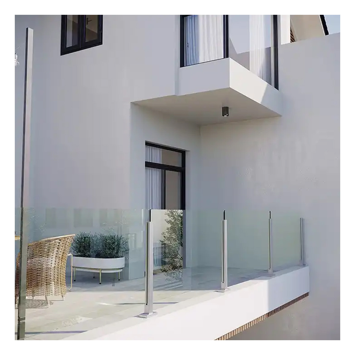 X-KPR New Design Wholesale plexiglass railing outdoor stair railing design balcony glass railing