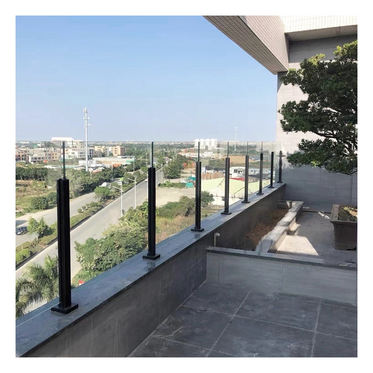 X-KPR New Design Wholesale plexiglass railing outdoor stair railing design balcony glass railing