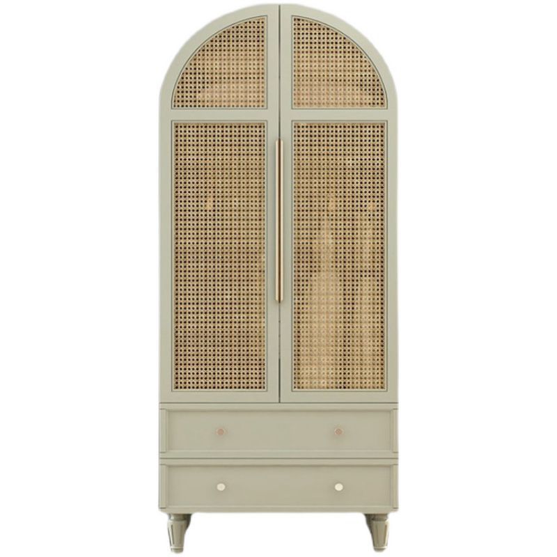 Nordic fashion high-end bedroom oak tree rattan wardrobe customized cane furniture