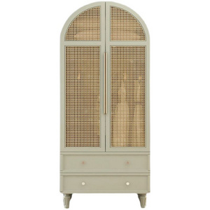 Nordic fashion high-end bedroom oak tree rattan wardrobe customized cane furniture