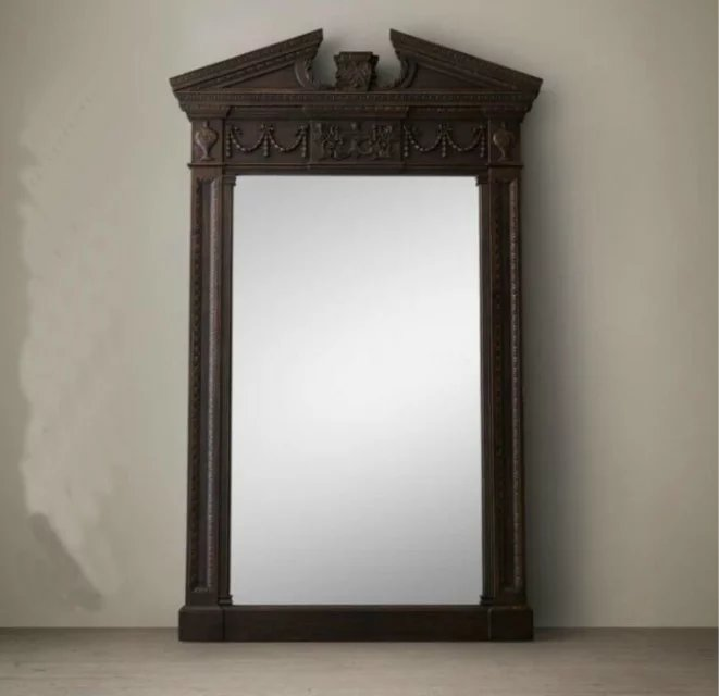 French Living Room Classic Clothing Shop Antique Wooden Sculptured Pier Mirror Custom Furniture