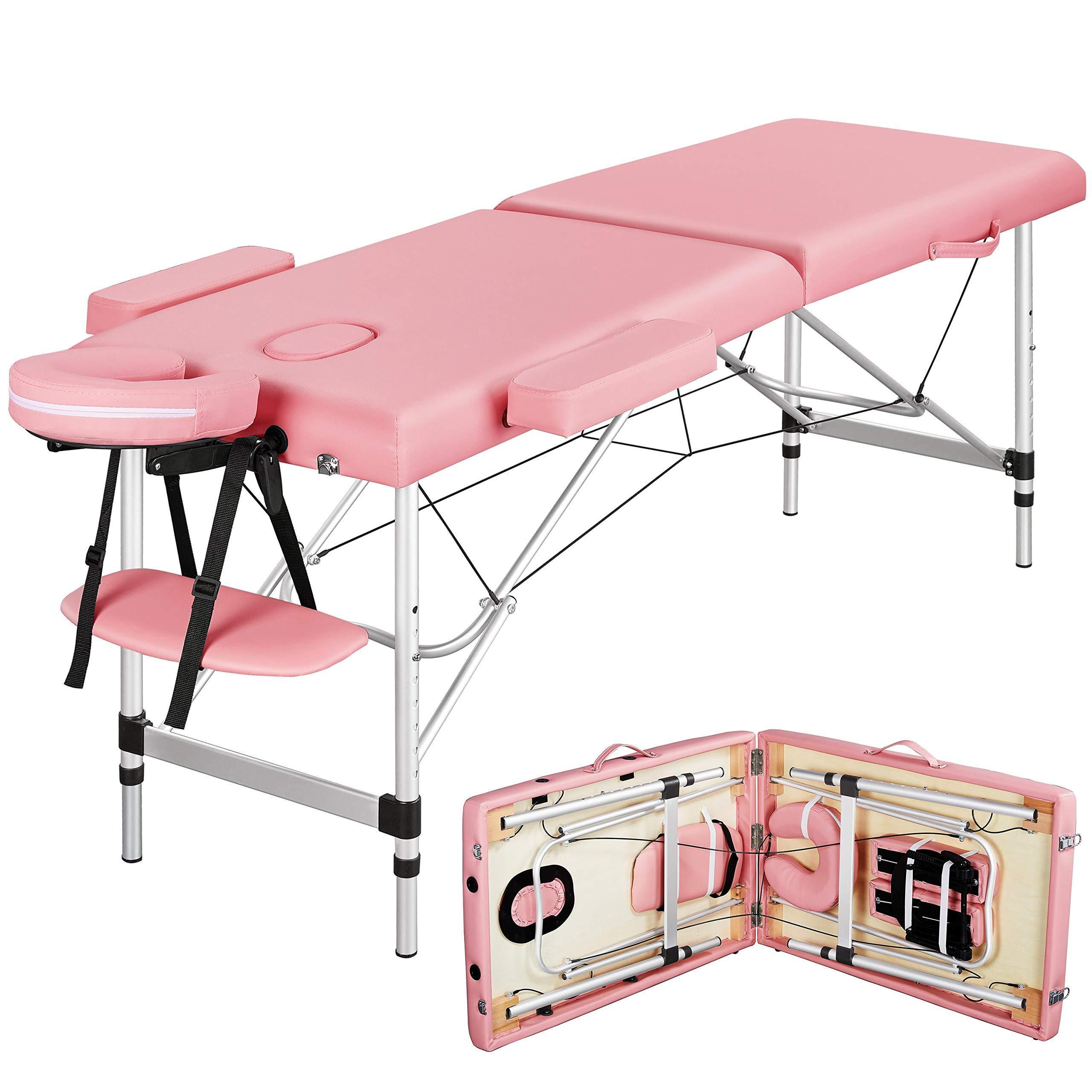 Folding Full Body Massage Table Adjustable Hight Metal Beauty Bed