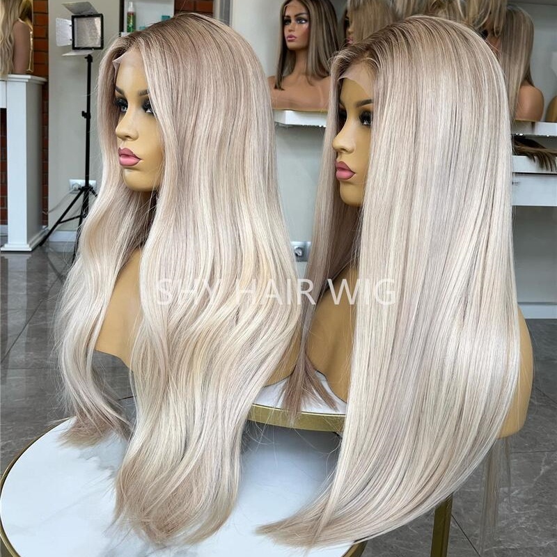 Peruvian Lace Front Wigs Natural Blonde Full Lace Human Hair Wig For High Level White Women Cuticle Aligned Lace Frontal Wigs