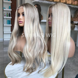 Peruvian Lace Front Wigs Natural Blonde Full Lace Human Hair Wig For High Level White Women Cuticle Aligned Lace Frontal Wigs