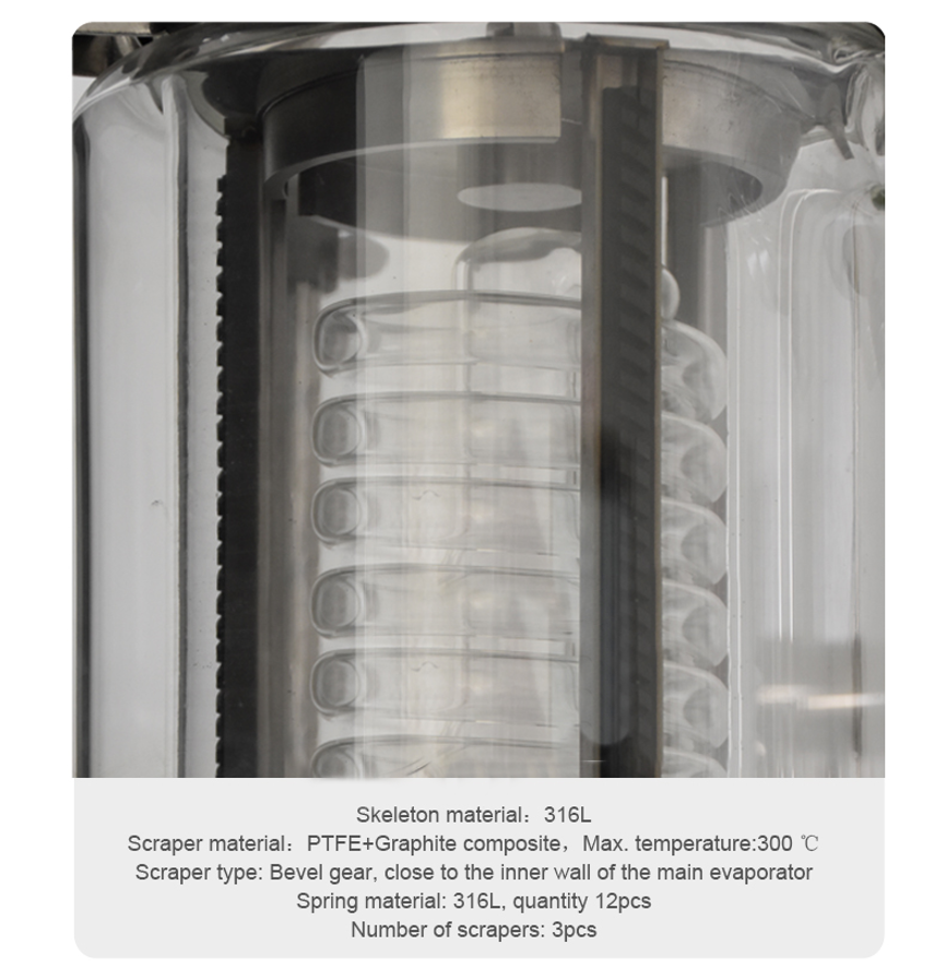 High Borosilicate Glass Short path wiped film evaporator molecular distillation