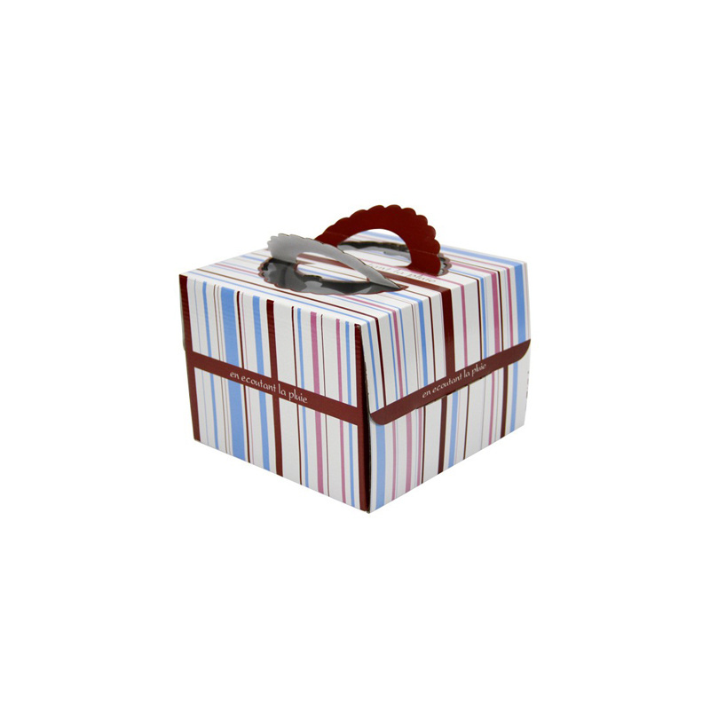 Custom made foldable small square birthday cardboard cake box with handle