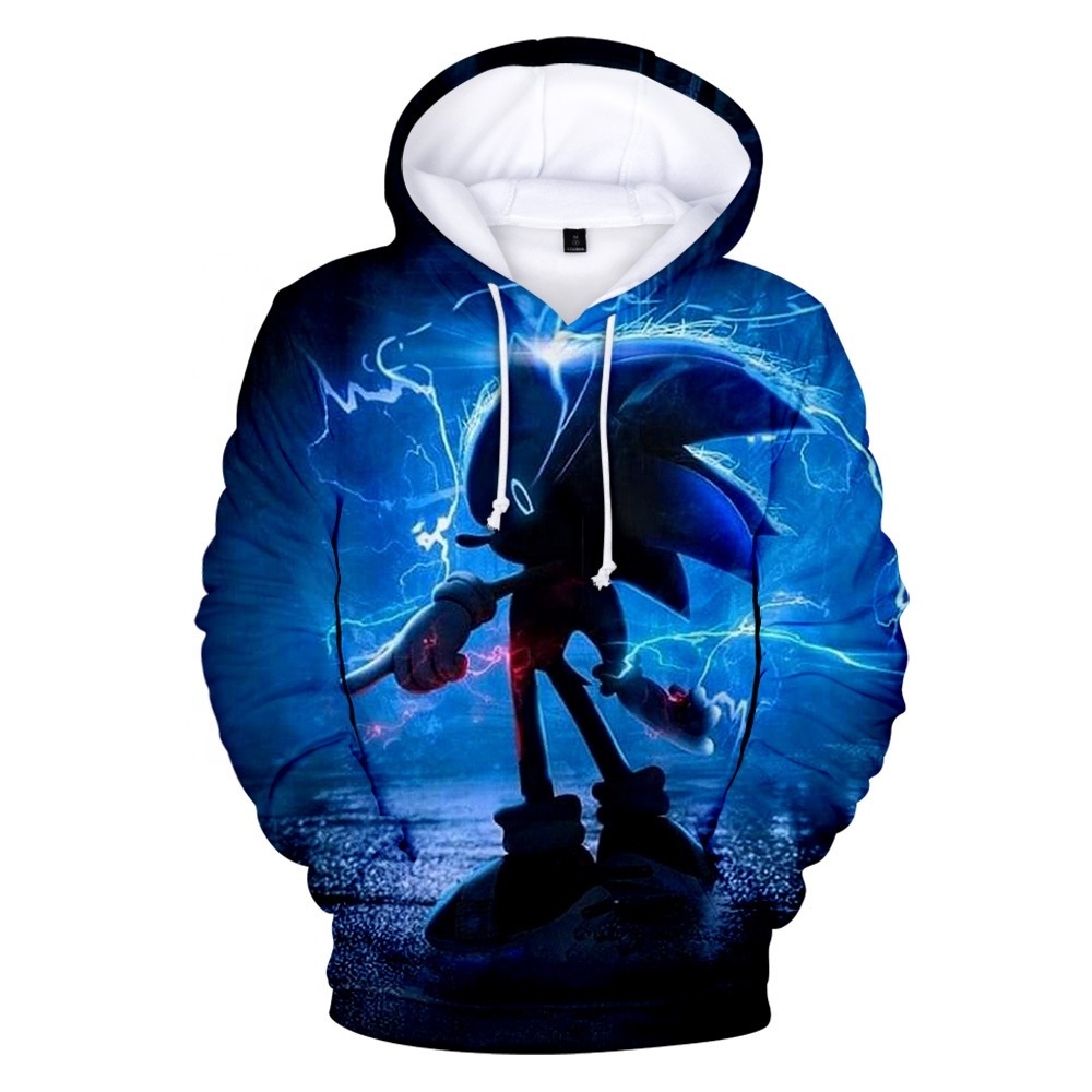 Custom Anime Clothes Man Hoodie Sweatshirt Tapestry Anime Sonic 3d the Hedgehog Print Hoodie Jacket With Kangaroo Pocket