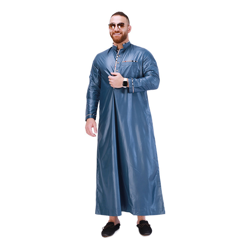 Traditional Muslim Clothing Quality Abaya Dubai Robe Islamic Man Dresses Arabia Saudi Moroccan Kaftan Thobe for Men