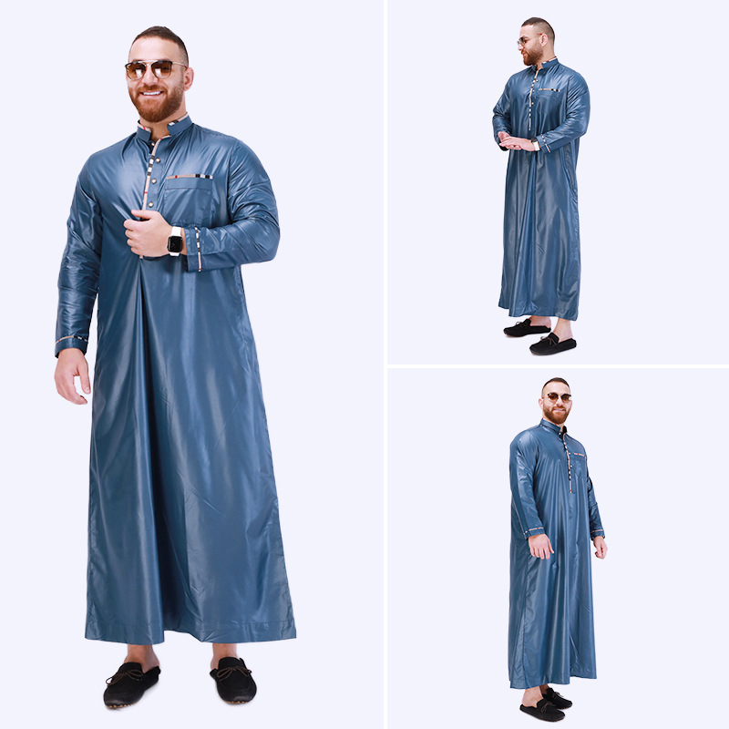 Traditional Muslim Clothing Quality Abaya Dubai Robe Islamic Man Dresses Arabia Saudi Moroccan Kaftan Thobe for Men