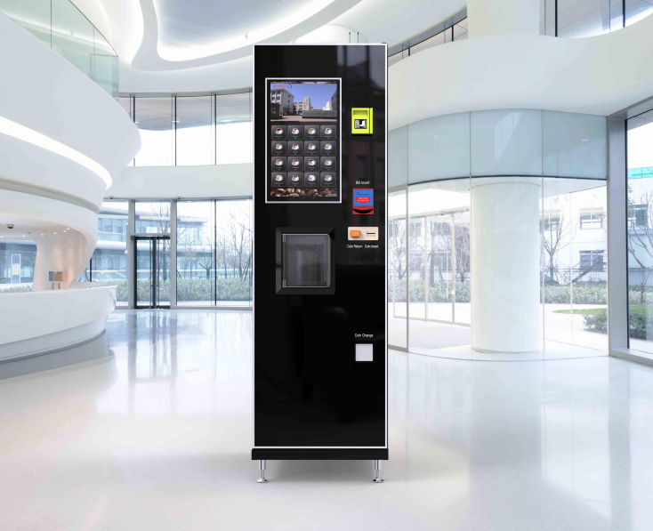 Electric Smart Touch Screen Automatic fresh ground coffee milk tea juice vending machine 1 bean 3/4 powders