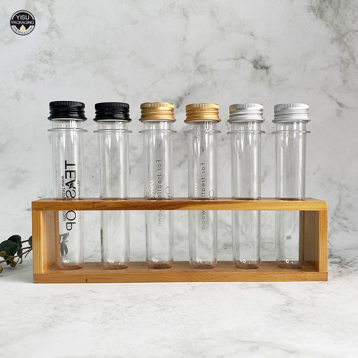 30ml 40ml 50ml 60ml PET Tube Clear Plastic Test Tubes with Aluminum Screw Cap Bath Salt Packaging Tube