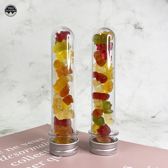 Clear plastic tube bottle with cap empty candy tube for packaging