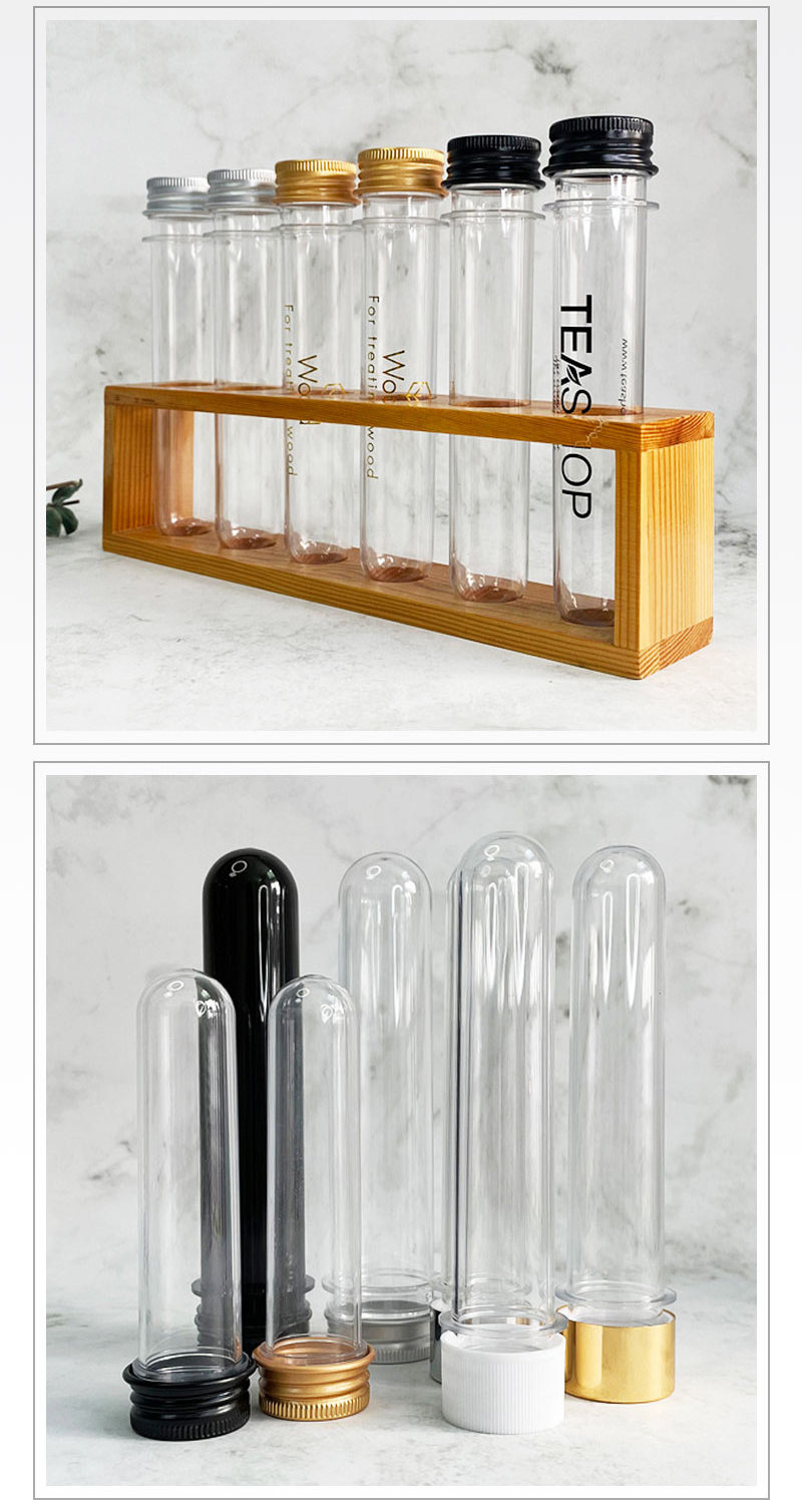 Packaging Screw Caps 30ml 40ml 50ml 60ml 100ml Food Grade Tubes With Cap PET Clear Plastic Test Tube