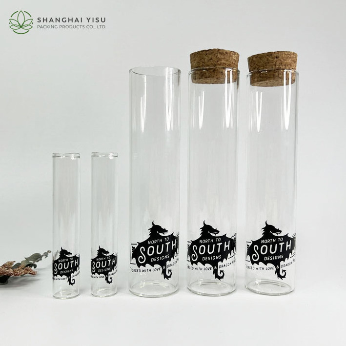 Different size glass plastic test tube with cork stopper