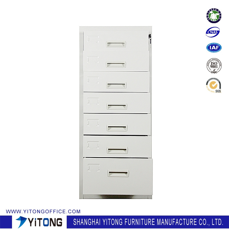 7 Drawers Vertical Steel Simple Design Office Metal File Cabinet Movable Metal Storage File Cabinet