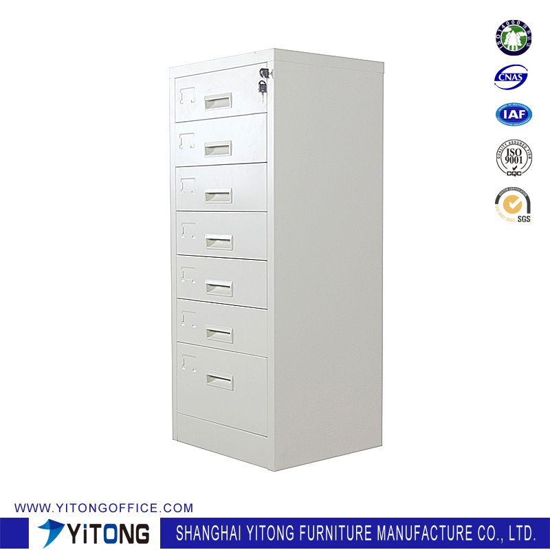 7 Drawers Vertical Steel Simple Design Office Metal File Cabinet Movable Metal Storage File Cabinet