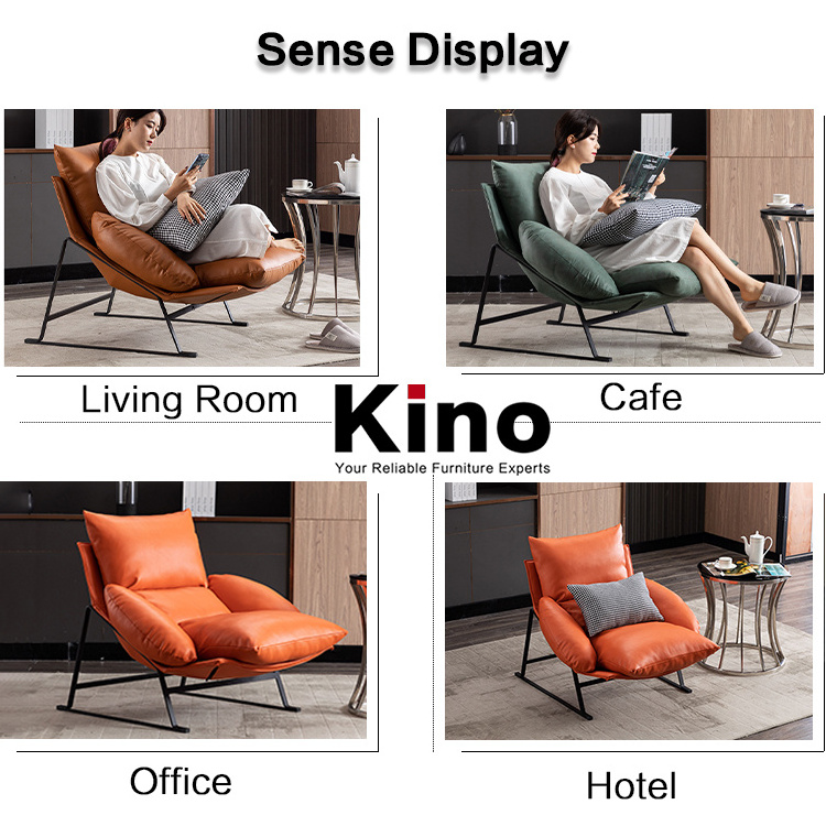 Office and Hotel Furniture Modern Leather Leisure Lounge Chair Living Room Furniture Black Green Red White Blue Metal OEM Frame