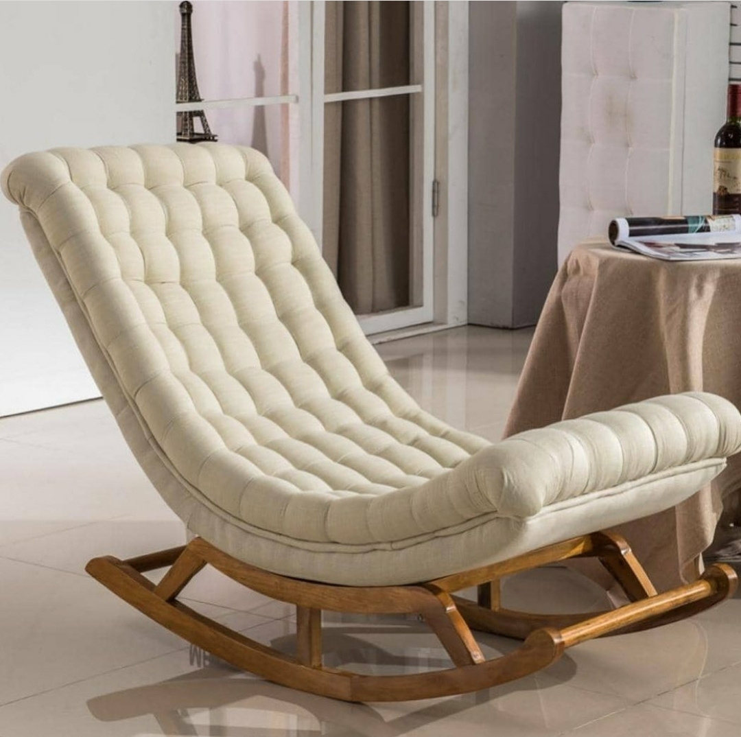 Rocking chair antique wood reclining  Home rocking lounge chair wooden inner round lounge chair