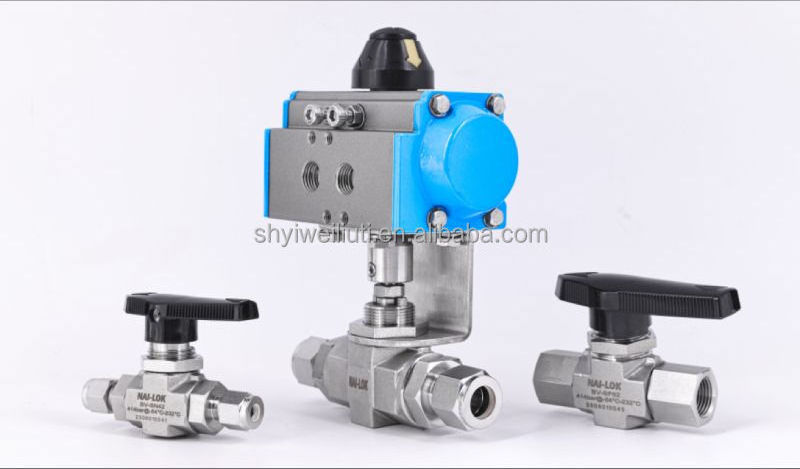 Control Valve SS316 with Air Torque Pneumatic Actuated Ball Valve Single and Double Actuating Instrument Valves