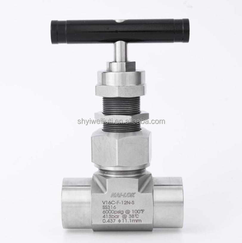 High Pressure 6000psi Grafoil Seal Peek Needle Valve Stainless Steel 316 Union Bonnet 1/2  Petrochemical Needle Valves