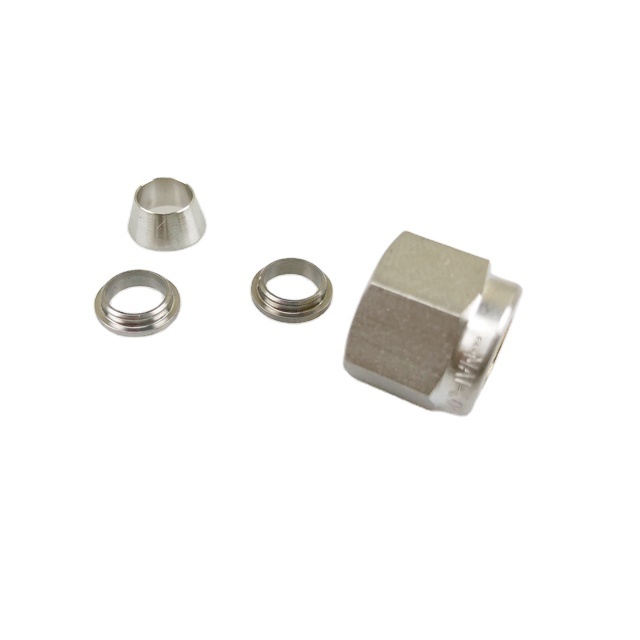 Stainless Steel SS316 Metric Double Ferrule Union Nuts Tube Fitting Nuts High Pressure Air Connector SS316 Compression Fittings