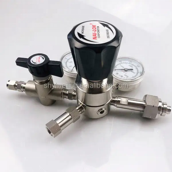 NAI-LOK Stainless Steel 316 regulator high pressure regulator with relief valve and diaphragm valve control 1 cylinder CGA580