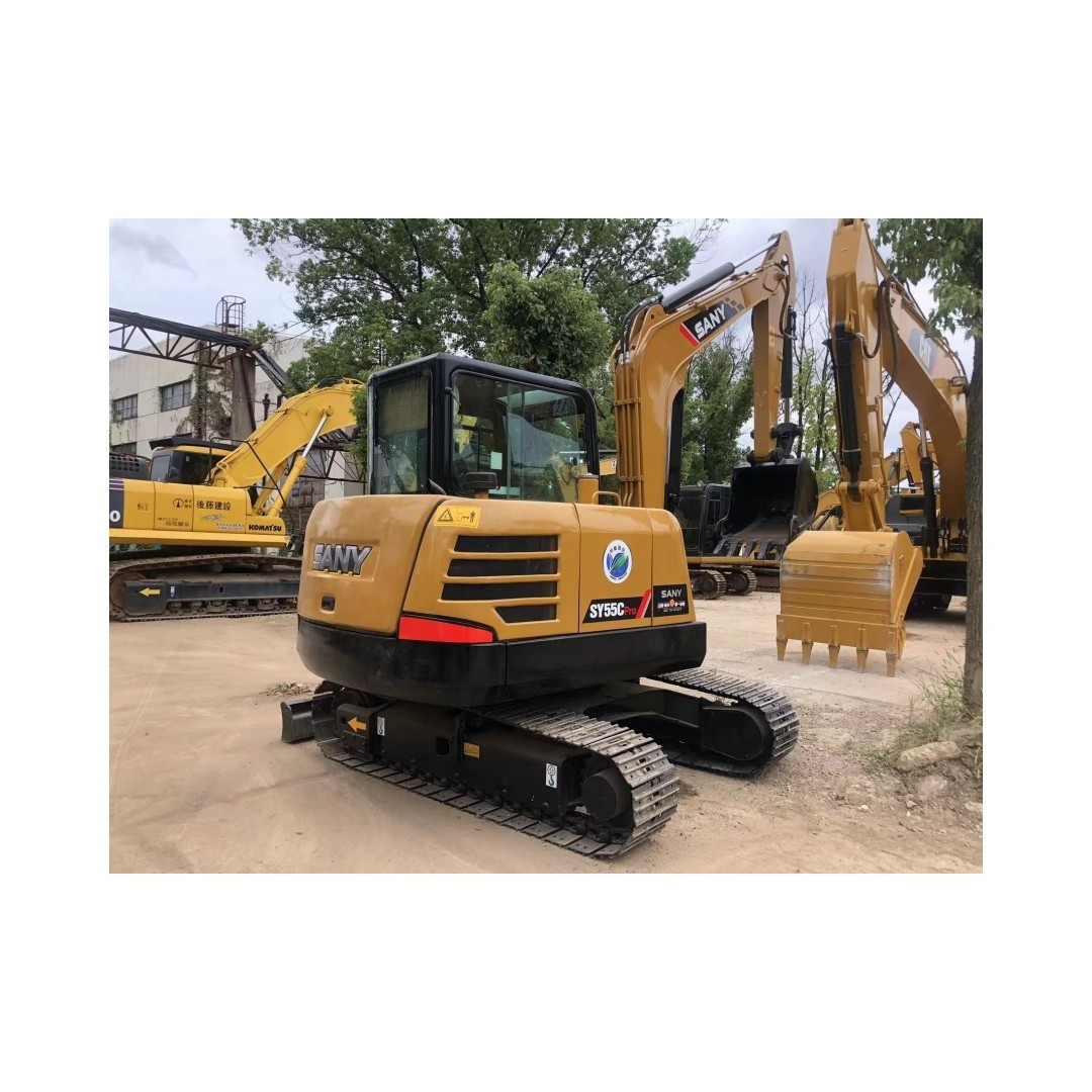 China made Sany sy55 mini crawler excavator, 2021 model 95% new 5ton sany 55 with rubber chain