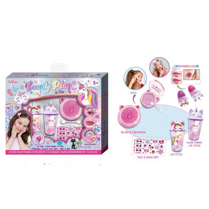 Girls make up lip gloss set children make up nail sticker set kids make up lip sticker gift set