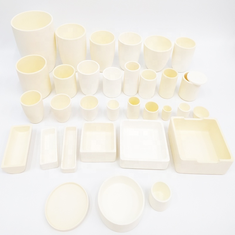 Prompt Goods High Temperature 99.7% 99% Corundum Alumina Ceramic Crucible for Glass Melting Boat Sagger Tray